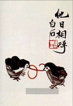  alte - Qi Baishi die Hühner sind glücklich Sonne alten China Tinte